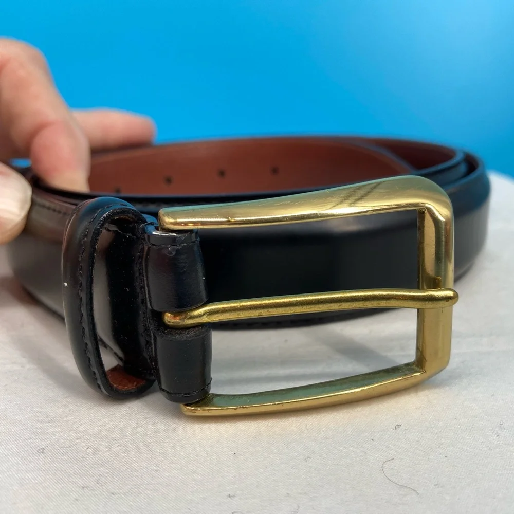Coach Men's Leather Belt, Gold‎ tone Buckle